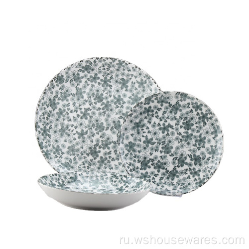 Цветочный дизайн роскошные дешевые оптовые блюда белые тарелки